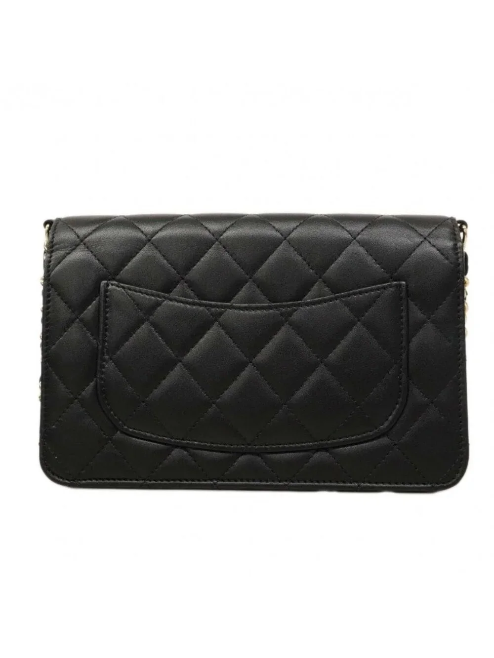 ★SOLD★ Chanel Shoulder Wallet Quilted Pearl Lambskin Black Champagne Gold - Picture 10 of 10